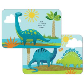 First Dawn Wipe-Clean Hello Little One Reversible Decofoam Placemats, Kids Dino World, Set of 2, Made in The USA