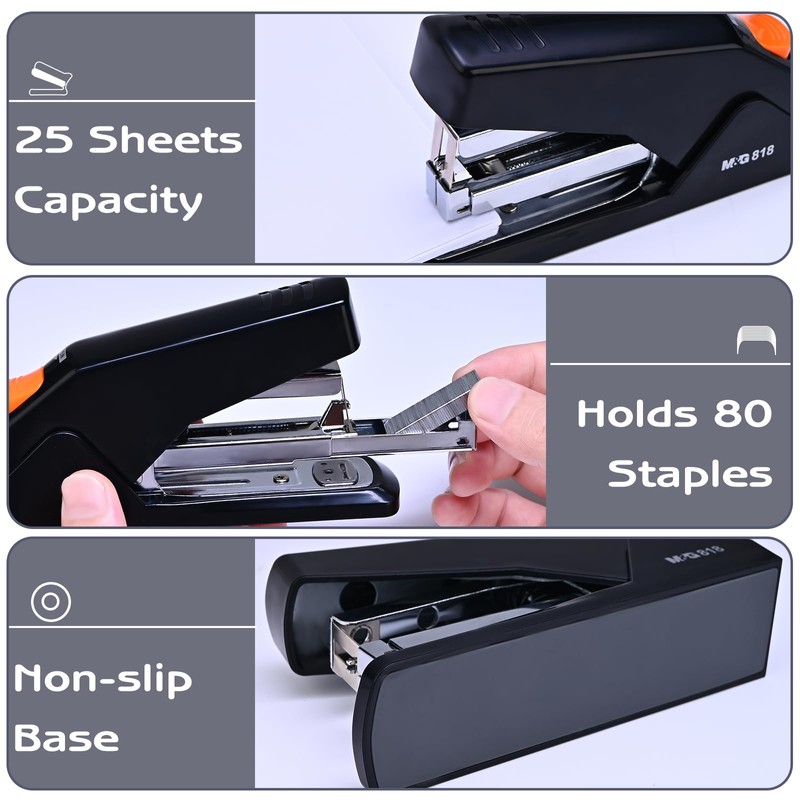 M&G Effortless Stapler with 1000 Staples for Desk, 25 Sheets