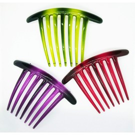 SIDE COMB 3 PCS FRENCH TWIST HAIR COMB MIX COLER (Marble) TWO TONE MIX 7 TOOTH IT DELUXE.