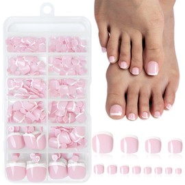 Lifextol 216PC Press on Toenails for Women Fake Toe Press on Nails French Tip Toe Nail Press ons with Sticky Tabs, 12 Size Fake Toenails Press ons Acrylic Toe Nail Tips Kit White Press on Toe Nails-F