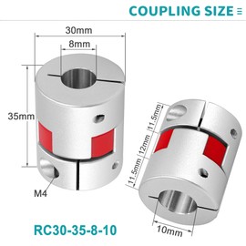 8mm to 10mm Aluminum Plum Flexible Shaft Coupling, D30 L35 Flexible Coupling Claw Coupling for 3D Printer CNC Machine and Servo Step Motor