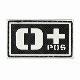 PVC Velcro Patch Blood Type Black Luminous White A+ B+ AB+ O+ A- B- AB- O- (O+)