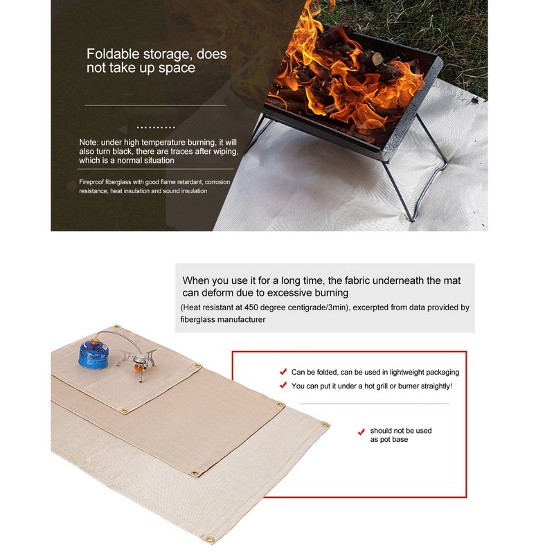 Fireproof Mat Fiberglass High Temperature Resistant Fire Pit Mat Outdoor