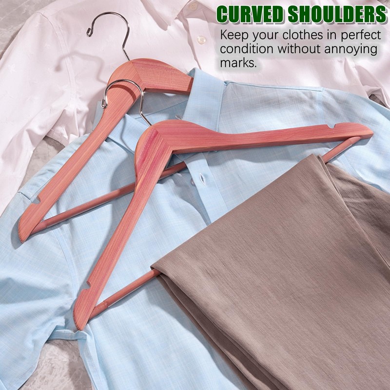 Amber Home 30 Pack American Red Cedar Hangers, Smooth Finish