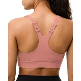 Luvrobes Sports Bras for Women High Support Racerback Adjustable Straps Molded Cup Workout Fitness Running Gym Bra (Mauve Pale,M)