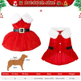 Dog Costumes Christmas Uieamsio Pet Christmas Costume Cat Dog Christmas Costume Christmas Costumes for Pets for Winter Spring Christmas Dog Clothing Red S (L)