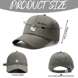 XIEXIESHER Baseball Cap Cotton Embroidered Capybara Design, Metal Closure Adjustable, Baseball Cap for Men Women, Sun Protection Peaked Cap Outdoor Travel, gray