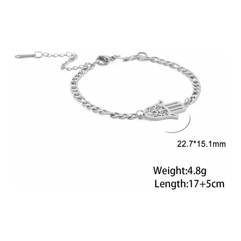 COLIBRI ALEGRE Pulsera Mano De Fátima Plateada