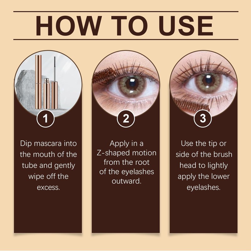 Brown Mascara for Older Women 60 Plus,Telescopic Waterproof Volumising &