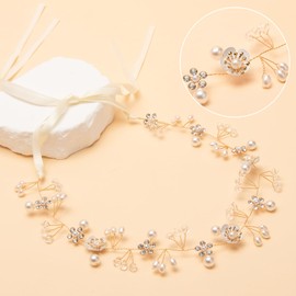 Flower Girl Headpiece, Flower Headband for Girls Women, Pearl Headpiece, Flower Girl Hair Accessory, Wedding Hair Accessories for Girls, Flower Girls Crown, First Communion Headpiece for Girls