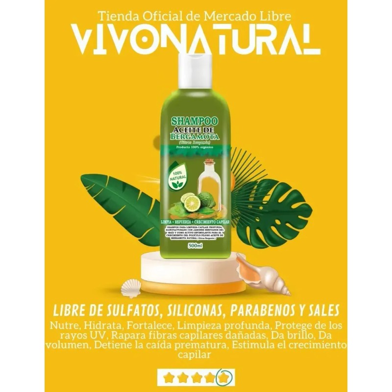 2 Shampoos De Bergamota 500ml C/u Y 2 Aceites 10ml