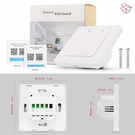 INF Smart Switch, WLAN Light Switch, Wifi Switch, Wireless Switch, 2 Pin, Voice Control, Remote Control, Timer, Smart Home