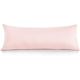 Body Pillow Cover 20X48 Body Pillow Case Blush Pink Cotton Body Pillow Cover Zipper Closer Premium 600 Thread Count 100% Egyptian Cotton Hotel Quality 1-Pieces Body Pillowcase 20x48 - Blush Pink