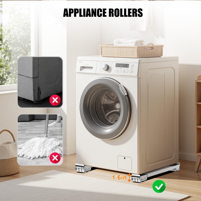 Appliance Rollers With 360° Swive Wheels, Anti Slip Heavy Duty