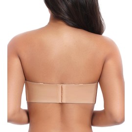 DotVol Women's Seamless Bandeau Unlined Underwire Minimizer Strapless Bra for Large Bust(Pecan, 38DD)