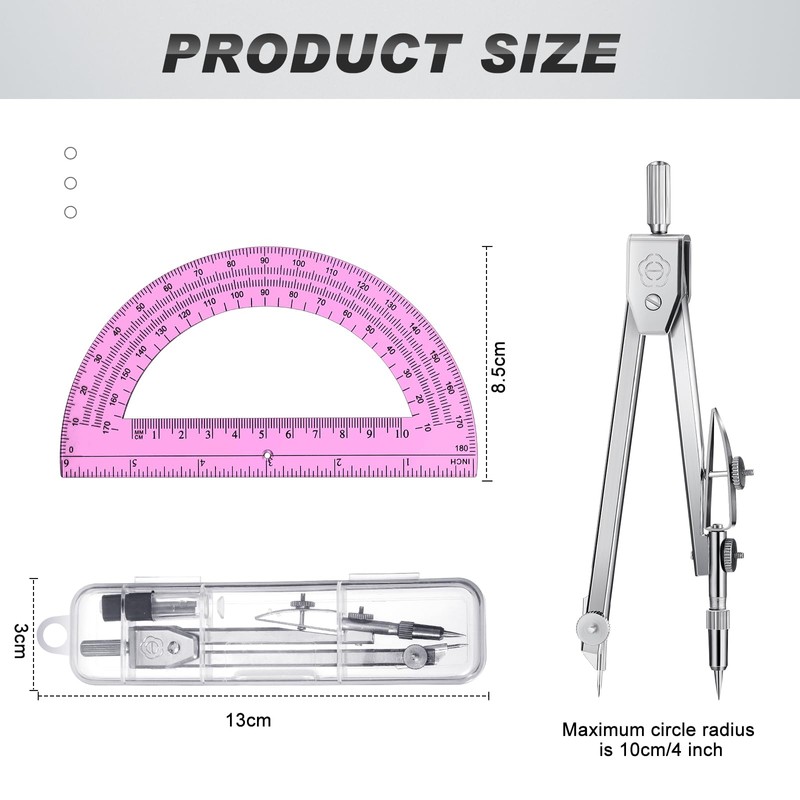 EBOOT Student Geometry Math Set, Drawing Compass and 6 Inch