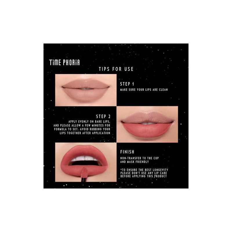 TIMEPHORIA Tinta para Labios Mate Difuminado, Larga Duración 24 Horas,