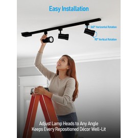 LEONLITE Aluminum 3-Light LED Track Lighting Kit with 4FT H Type Track Lighting Rails, 10W Energy Star Spotlight for Kitchen, ETL Listed, 700lm, 10%-100% Dimmable, CRI90+, 4000K Cool White, Black