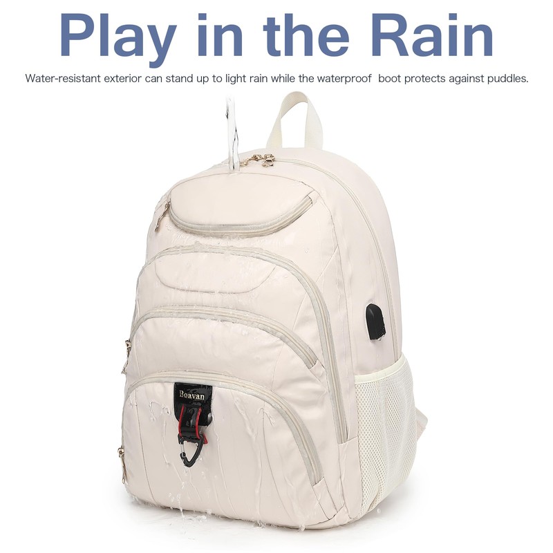 Boavan Laptop Backpack for Women, 15.6-Inch Waterproof School Bookbag, Anti-Theft