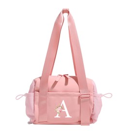 Mini Gym Bag for Women Letter A Design Waterproof Mini Duffle Gym Tote Bag with Wet/Dry Separation for Workout Sport Yoga Fitness Travel (Pink)