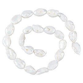 Hobbspring Baroque Pearl Bead Irregular Seashell Color Freshwater Pearl Beads with Holes for Pendants Earrings Necklace Bracelets Jewelry Making 1 Strand About 20-24Pcs.