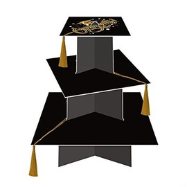 Graduation Decorations 2025 Graduation Cap Cupcake Stand with Tassel Grad Party Supplies Graduation Party Favors Table Decor Hat Cardboard - color: gold