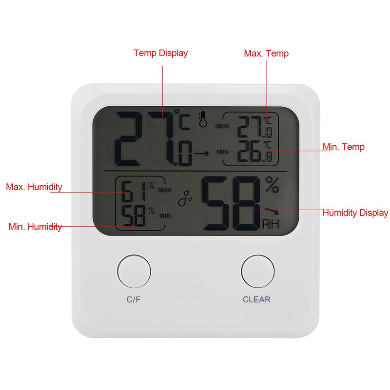 Digital Electronic Thermometer Hygrometer Indoor Humidity Temperature for Home Office