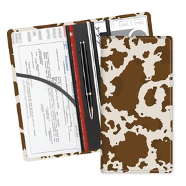 ADUQLZUX Leather Car Registration and Insurance Card Holder, Cute Car Accessories Vehicle Glove Box Car Organizer for Documents, Cards, License Brown Cow Print