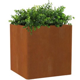Cor-Ten Steel Large Square Planter Box 20"x20"x21", Heavy Duty Planter for Commercial and Residential Use