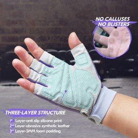 Vgo... VGO1-Pair Fingerless Workout Gloves for Men & Women - Weight Lifting Gym Gloves with Padded Palm, Anti-Slip Grip, Breathable Mesh for Training, Cycling, Fitness(AL0030,Purple,M)