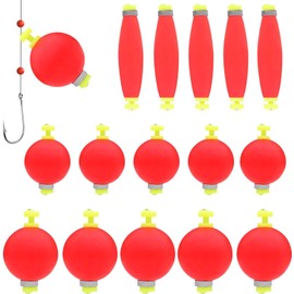 Fishing Bobber Slip Bobbers for Fishing Foam Snap Weighted Floats Set Bobbers Fishing Tackle Accessories Fishing Supplies (15-Red)
