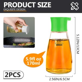 LNQ LUNIQI 2Pcs Oil Vinegar Dispenser Set Glass Oil and Vinegar Dispenser Clear Oil Dispensing Bottles Seasoning Bottle for Kitchen Cooking Barbecue Supply (White&Green)