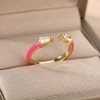 ZARD Hot Pink Enamel Rings with Teardrop Shaped Cubic Zirconia