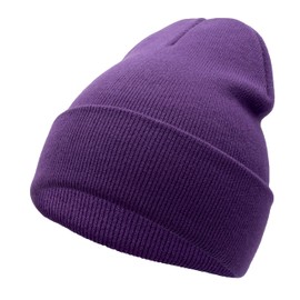 Unisex Knit Soft Warm Cuffed Beanie Hat Winter Camo Hats for Men Women (Purple)