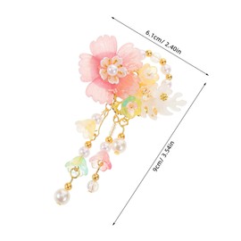 Baluue 2 Pairs Chinese Style Hair Accessories Tassel Flower Hair Clips for Vintage Handmade Hairpins Elegant Hanfu Decorative Floral Barrettes for Daily Styling