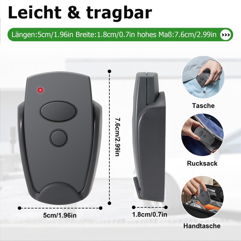 3PCS Garage Door Opener Hand Transmitter Compatible with 868Mhz Marantec