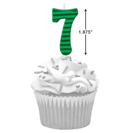 Papyrus Number 7 Birthday Candle, Green Stripes (1-Count)