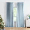 Dusty Blue Pinch Pleated Full Blackout Curtains Linen Texture Thermal