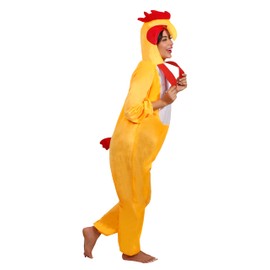 Adult Animal Costumes Unisex Pajamas Fancy Dress Outfit Cosplay Onesies (Yellow Rooster)