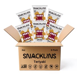 SNACKLINS Plant Based Crisps Vegan Healthy Snacks - Gluten Free, Grain Free, Plant Based Crisps, 100% Kosher, Low Calorie and No Added Sugar, Crunchy, Puffed Snack - Teriyaki - 3oz bag (Case of 6)