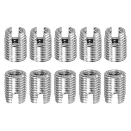 uxcell Self Tapping Threaded Inserts, 15pcs M2.5-0.45 Female to M4.5-0.5 Male 303 Stainless Steel Slotted Thread Repair Inserts Nuts, 6mm Long