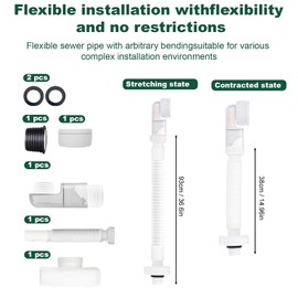 SI SEN 1 1/4 Inch Siphon, Drain Pipe with Odour Trap, Sink Siphon for Kitchen Sink, Dishwasher and Washing Machine