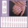 Long Stiletto False Nails - 24Pcs Chorme Pink Almond Press