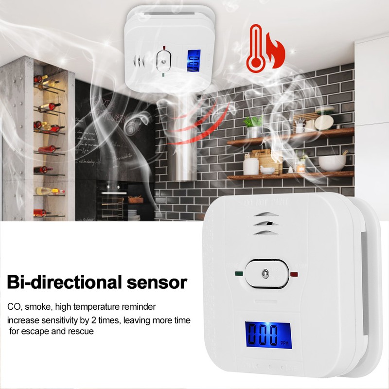 3-in-1 CO Smoke High Temperature Detector Wireless Composite Independent Alarm