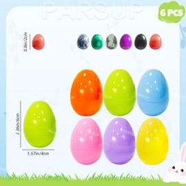 PARSUP 6PCS Easter Eggs with Crystal Gem Stones for Easter Theme Party Favors, Supplies for Easter Egg Hunt, Basket Stuffers/Fillers, Classroom Prize Supplies Toddler Boys Girls