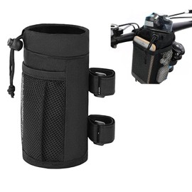 LYSAIMG Bike Water Bottle Holder Bag,Collapsible Motorcycle Cup Holder with Mesh Pocket Thermal Insulation Drink Cup Holder and Shoulder Straps,Bike Phone Mount for Stroller,Bicycle, Golf Cart