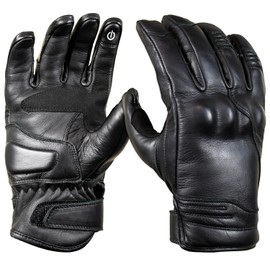 MDM Men's Leather Motorcycle Gloves, Retro Biker Gloves, Chopper, Touchscreen Function, Cowhide Leather, Ankle Protector, Non-Slip Palm
