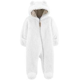Carter's 0-9 Months Hooded Sherpa Bunting Pram (White Sherpa, 3 Months)