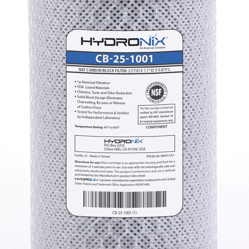 Hydronix CB-25-1001 Universal Reverse Osmosis & Drinking Systems Coconut Carbon