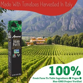 Amore Vegan Fresh Herb Paste In A Tube - Non GMO Certified And Made In Italy (Pack of 12)